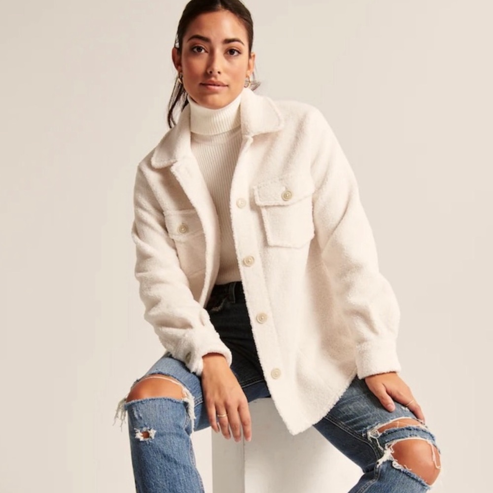 Abercrombie & Fitch White Sherpa Jacket